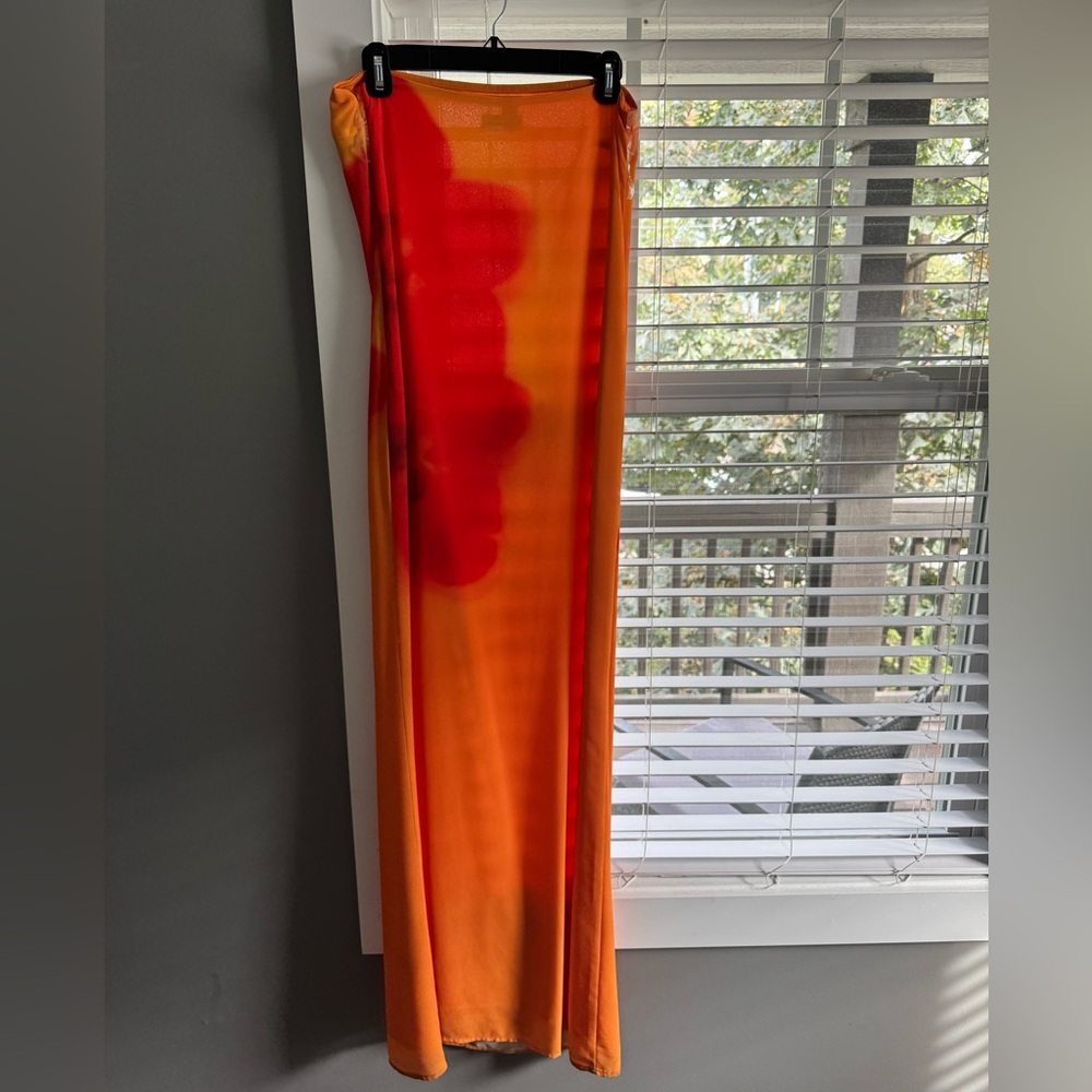 Meshki Amaya Strapless Dress in Orange and Red - Picture 2 of 4